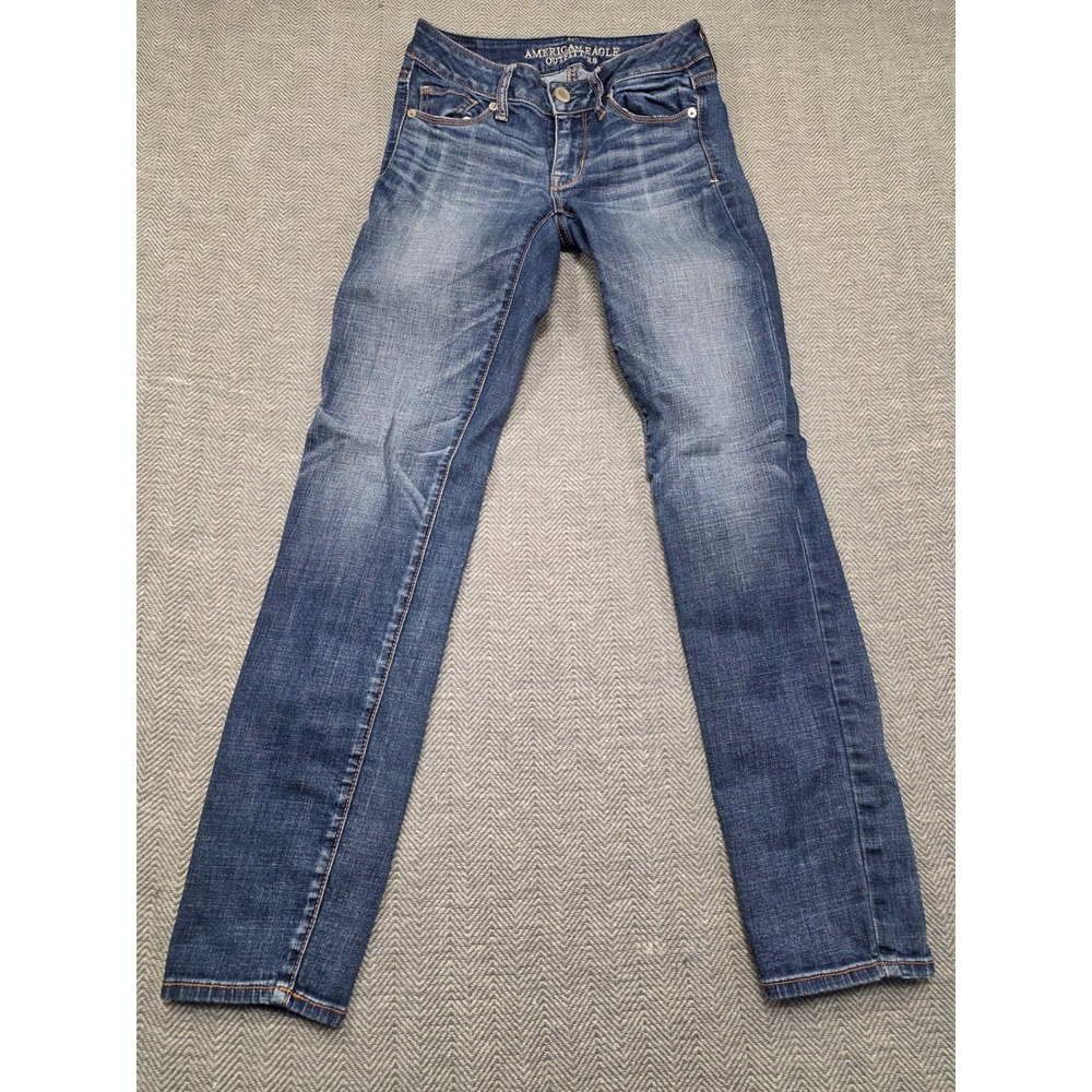 American Eagle Skinny Super Stretch Jeans Medium Wash Blue Size 2 Regular 26x29